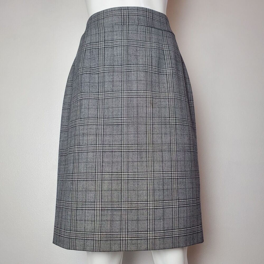 Banana Republic Gray Plaid Wool Skirt